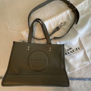 Coach Dempsey Olive Green Leather Tote with Strap